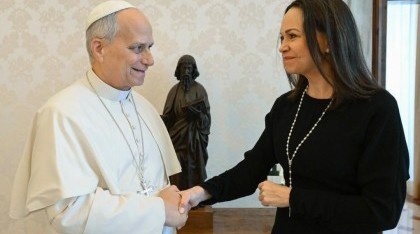 El papa León XIV recibió a María Corina Machado en el Vaticano